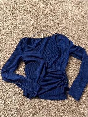 Free People Deep Navy Long-Sleeve Wrap Top